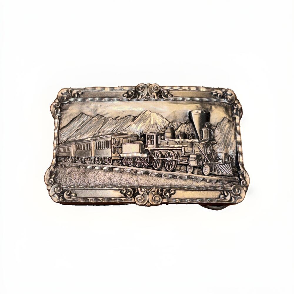 Vintage Siskiyou Buckle Co. Belt Buckle 1984 Locomotive Train Engine USA Pewter